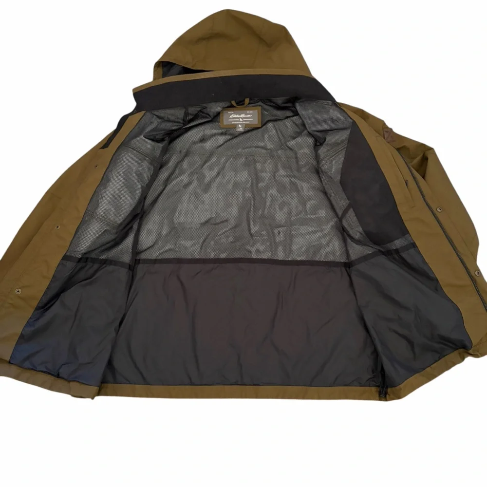 Eddie Bauer Mens Mountain Town Jacket Weatheredge Khaki Green Hooded Waterproof